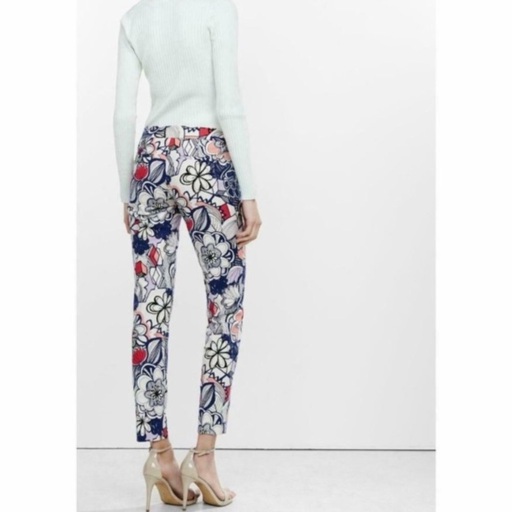 EXPRESS GEO FLORAL PRINT COLUMNIST ANKLE PANT NWOT sz 4